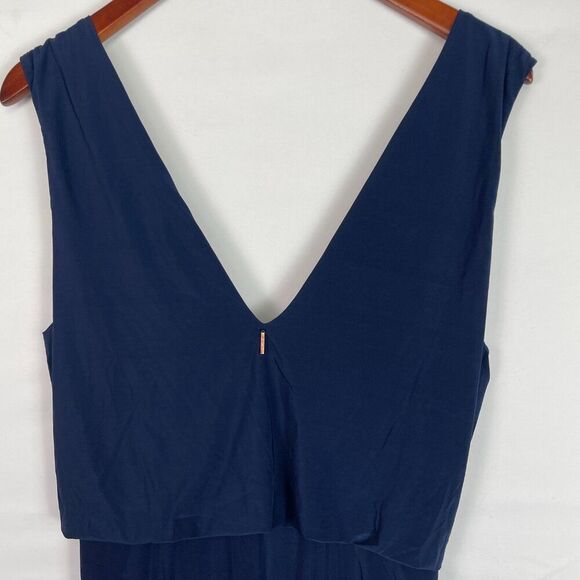 Misa Los Angeles Leza Gathered Crossover Sleeveless Mini Dress Navy Blue M - Picture 5 of 8